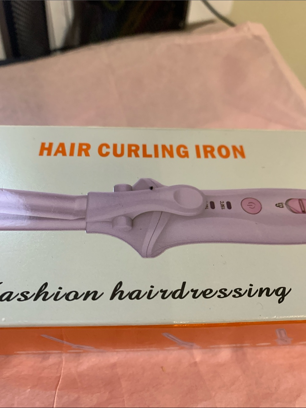 New in Box Light Pink Hair Curling Iron with Easy Controls